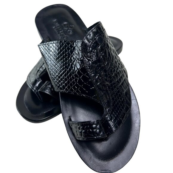 Eli Black Leather Sandals Shoes Men’s